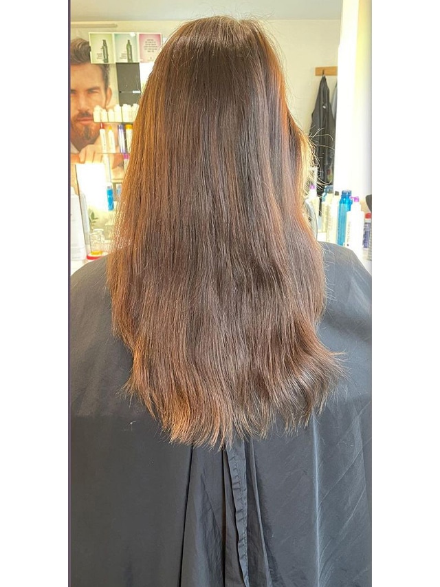 Vorher-Nachher-Bilder Haarverlängerung mit Seidenhaar Berlin Tape Extensions 11